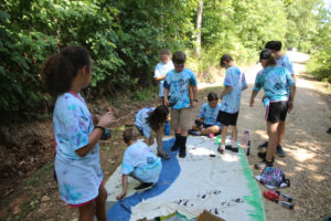 Kids enjoying summer day camp at TCWR and learning about animal tracks